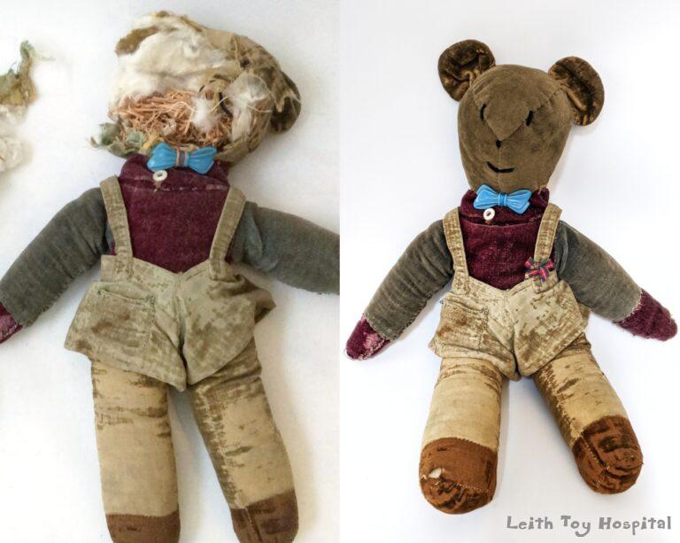 A distressed teddy gets his smile back